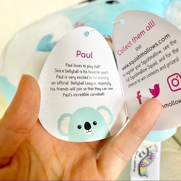 NWT Squishmallows Valentines Koala + Clip on - Picture 4 of 5